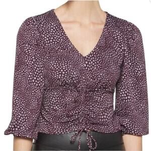 The General Good Purple Crop Gathered Tie Front Long Sleeve Blouse Size XXL